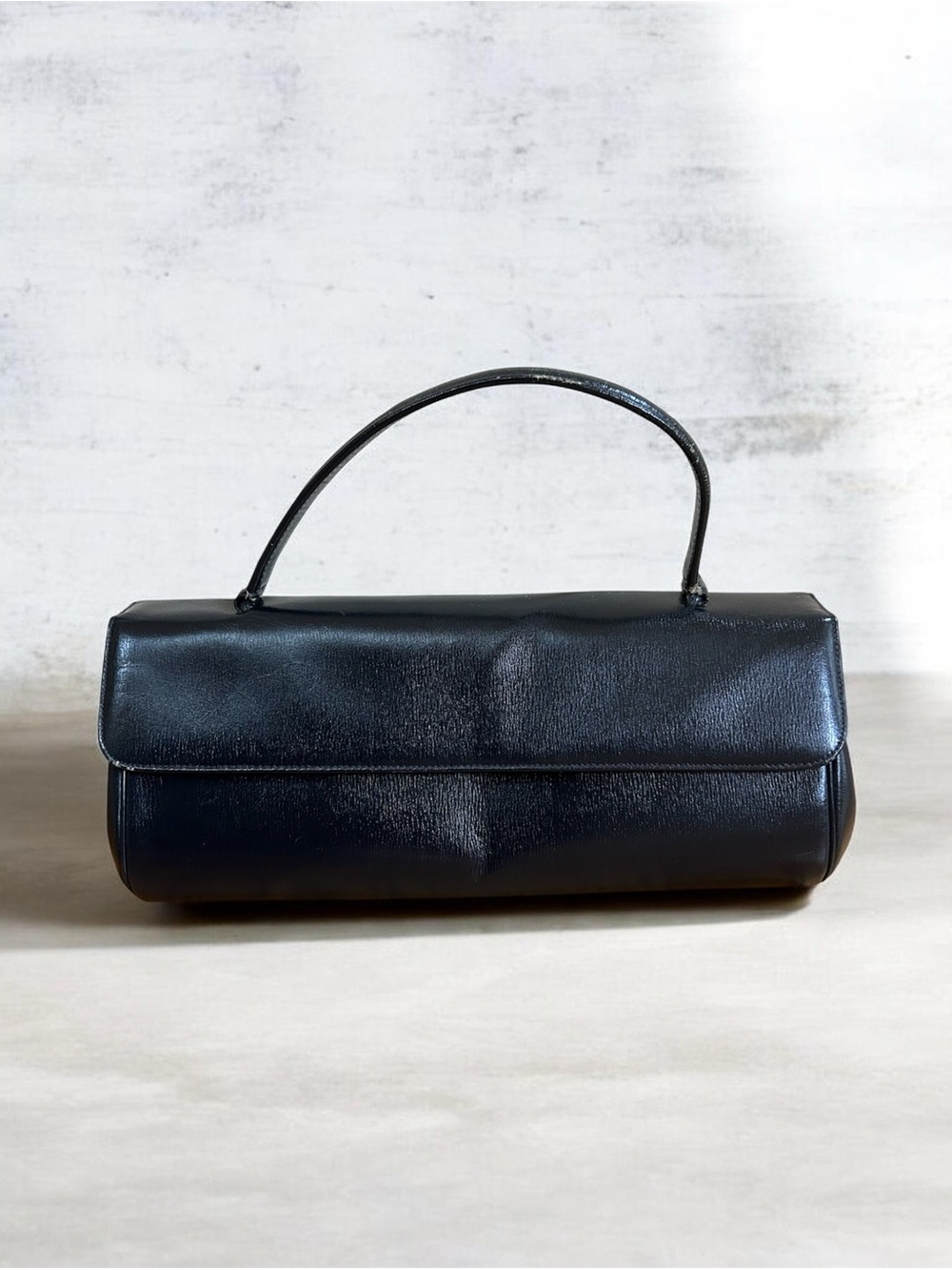 Original Vintage RONAY Black Leather Wristlet Clutch